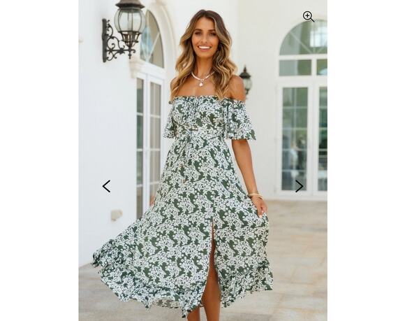 Indikah by Angel biba Dresses & Skirts - NWT Boho Chic Muse Midi Off Shoulder Dress in Olive Green | Small